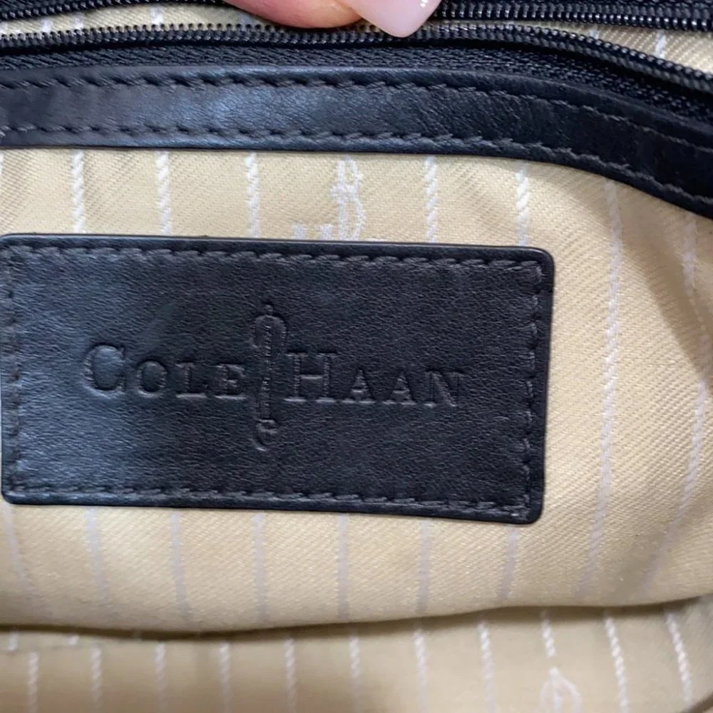 Cole Haan Black Embossed Snakeskin Shoulder Bag - Picture 11 of 12